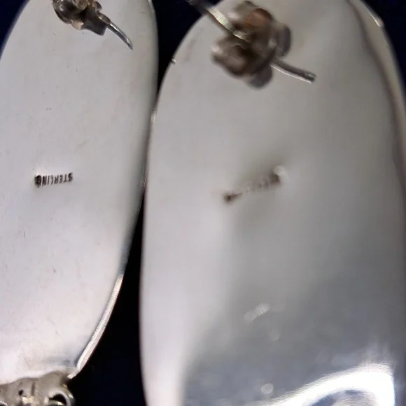 Vintage Native American Multi Stone On Sterling Silver Dangle Earrings Post - Picture 11 of 16